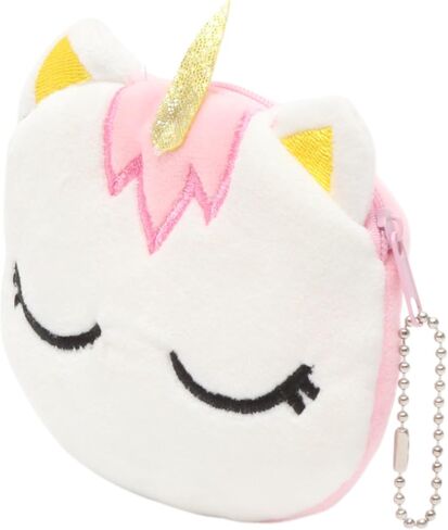 Generic 1Pcs Money Pouch Unicorns Print Mini Wallet Plush Fabric Pink 11x10cm in Saudi Arabia