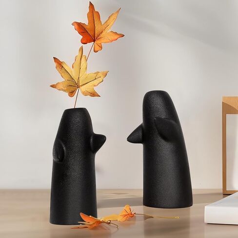 White Ceramic Vase Set of 2, Nordic Modern Ceramic Vases, Ceramic Flower Vase for Minimalist Home Decor, Fit for Centerpieces/Office Desk/Home/Kitchen/Living Room/Entry Way/Counter Top in Kuwait