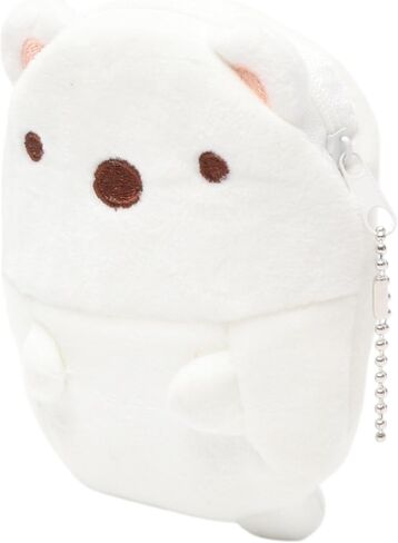 Generic 1Pcs Money Pouch Bears Pattern Mini Wallet Plush Material White 11x12cm in Saudi Arabia