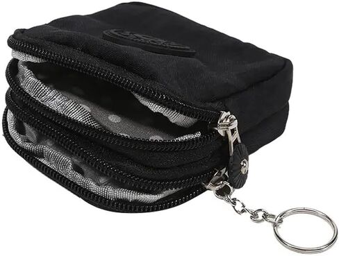 Wear-resistant Wallet Money Bag for Child Canvas Money Coin Purse Durable Waterproof with Key Ring Credit Card Holder Black in Saudi Arabia