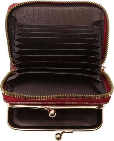 Generic 1Pcs Pouch for Money Short Diamond Quilted Clip & Zip Wallet PU Leather Wine Red 12x8.3cm in Saudi Arabia