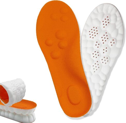 2026 New Steppers Insoles for Men & Women,4D Cloud Massage Memory Foam Insoles with Arch Support for All-Day Comfort(Orange, Men 11) in Saudi Arabia