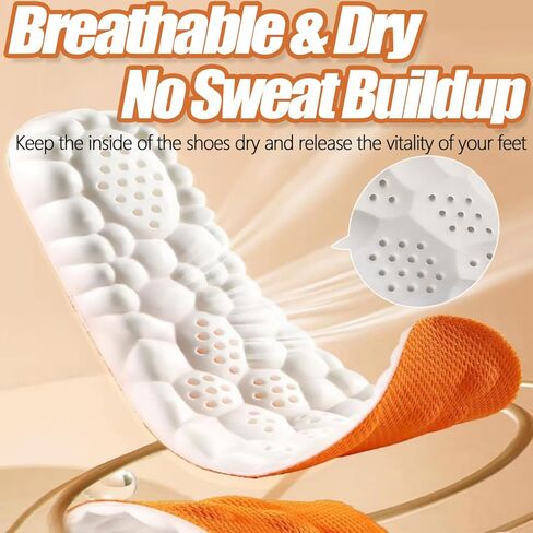 2026 New Steppers Insoles for Men & Women,4D Cloud Massage Memory Foam Insoles with Arch Support for All-Day Comfort(Orange, Men 11) in Saudi Arabia