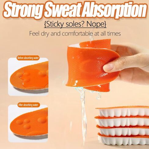 2026 New Steppers Insoles for Men & Women,4D Cloud Massage Memory Foam Insoles with Arch Support for All-Day Comfort(Orange, Men 11) in Saudi Arabia