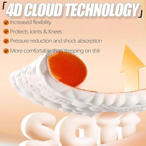 2026 New Steppers Insoles for Men & Women,4D Cloud Massage Memory Foam Insoles with Arch Support for All-Day Comfort(Orange, Men 11) in Saudi Arabia