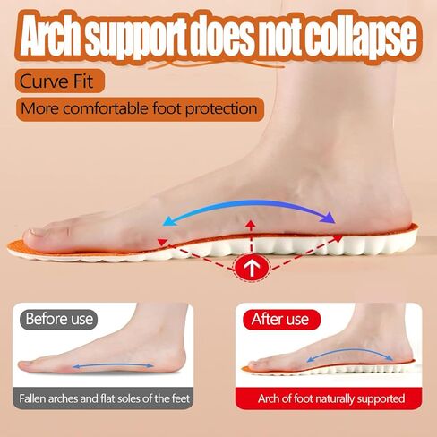2026 New Steppers Insoles for Men & Women,4D Cloud Massage Memory Foam Insoles with Arch Support for All-Day Comfort(Orange, Men 11) in Saudi Arabia