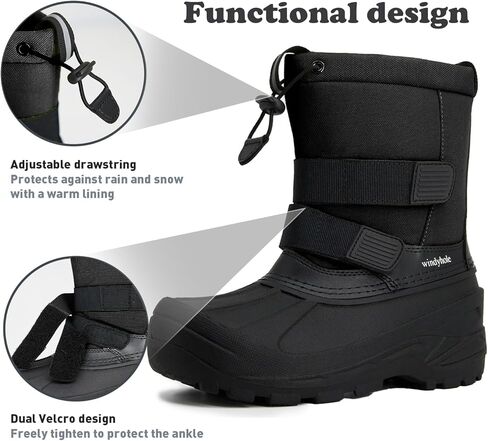 Boys Girls Waterproof Winter Warm Snow Boots Durable Anti-Slip Kids Winter Boots in Saudi Arabia