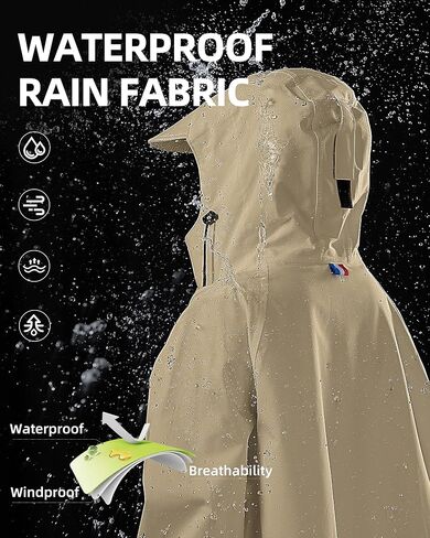 Long Hooded Raincoat Waterproof Reusable Lightweight Rain Jacket Poncho for Men Women Adults in Saudi Arabia