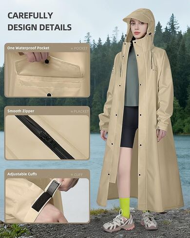 Long Hooded Raincoat Waterproof Reusable Lightweight Rain Jacket Poncho for Men Women Adults in Saudi Arabia