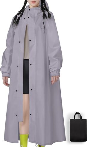 Long Hooded Raincoat Waterproof Reusable Lightweight Rain Jacket Poncho for Men Women Adults in Saudi Arabia