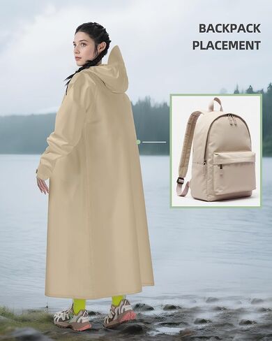 Long Hooded Raincoat Waterproof Reusable Lightweight Rain Jacket Poncho for Men Women Adults in Saudi Arabia