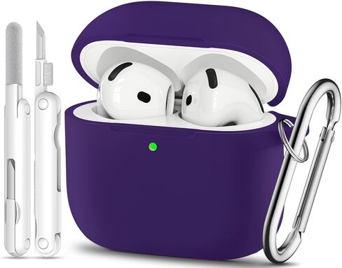 for AirPods 4 Case, Soft Silicone Case Compatible with Apple Airpods 4th Generation 2024 for Women Girly, Anti-Scratch Pink Case Cover with Cleaner Kit and Keychain, Drop Protection in Saudi Arabia