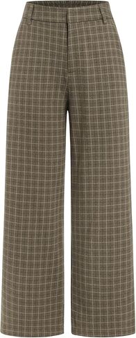 ZAFUL Womens Suit Pants Casual Plaid Elastic High Waist Wide Leg Stright Regular Fit Palazzo Dressy Trousers in Saudi Arabia