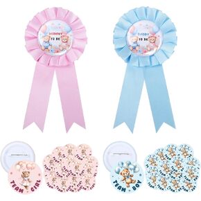52 PCS Bear Gender Reveal Decorations - TrinhGuo Bear Gender Reveal Party Favors, Recuerdos para Revelacion De Genero, 2 Mommy & Daddy to Be Badge Pins and 50 Team Boy Or Girl Button Pins in Saudi Arabia