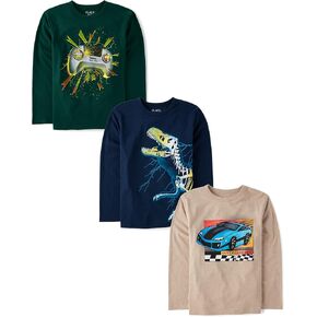 The Children's Place Boys Dino Long Sleeve Graphic T-Shirts,multipacks in Saudi Arabia