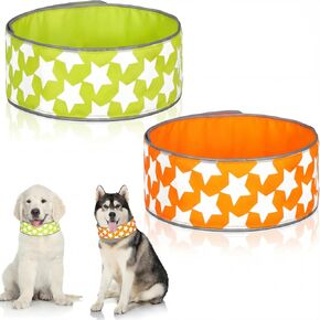 Paterr 2 Pcs Reflective Dog Collar High Visibility Adjustable Pet Collars with Quick Release Fastener Comfortable Dog Walking Accessories for Small Medium Large PET Puppy, Orange and Fluorescent Green in Kuwait