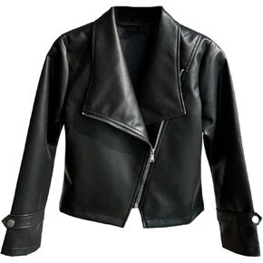 MakeMeChic Girl's Faux Leather Motorcycle Jacket Zip Up Long Sleeve Biker Outerwear in Saudi Arabia