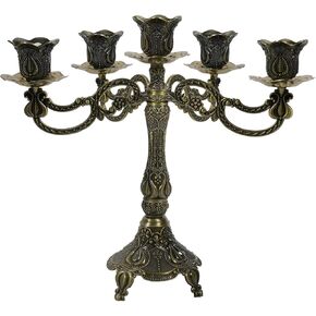 5-Candle Candelabra Metal Candlestick Holder Decoration for Weddings, Churches, Halloween, Christmas, Birthday Party (A-Gold) in Saudi Arabia