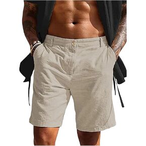 Men's Summer Beach Shorts Solid Color Straight Leg Shorts Comfy Breathable Pants Fashion Leisure Pants with Pockets in Saudi Arabia