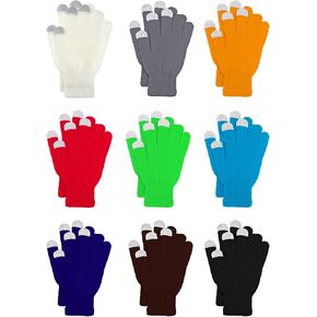 Pangda 12 زوجًا من قفازات شاشة اللمس الشتوية للرجال والنساء قفازات الرسائل النصية المحبوكة الدافئة المقاومة للرياح بلون واحد in Kuwait