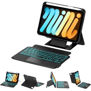 Keyboard Case for iPad Mini 7th (A17 Pro, 2024) & 6th Gen 2021, 8.3in Case for iPad Mini 6th Keyboard with Rechargeable Pen Slot, Cute Cover with Detachable Bluetooth Keyboard for iPad Mini 7/6, Black in Kuwait