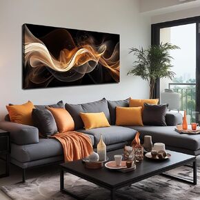 JuhaiArt Abstract Art Prints Bedroom Gold Wall Decor Black Wall Picture for Living Room Home Office 29" x 59" Lines Poster Artwork in Saudi Arabia