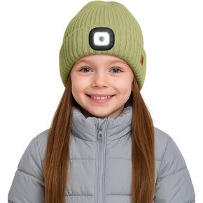 قبعة صغيرة من الصوف مبطنة بإضاءة LED من ATNKE للأطفال، قابلة لإعادة الشحن عبر USB 4 مصابيح LED للمصابيح الأمامية، هدايا قبعة ساطعة للأولاد والبنات in Kuwait