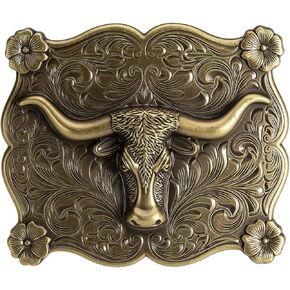 Vintage Longhorn Belt Buckle for 1.5" Western Belts - Antique Bronze & Silver Cowboy Cowgirl Accessory in Saudi Arabia