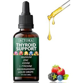savari Actora Thyroid Support Liquid Drops - with Selenium Zinc Iodine L-Tyrosine Ashwagandha,Multivitamin - for Hormonal Balance, Gut Health, Mood, Sleep Support - 4 fl. oz (120mL) (1pc) in Saudi Arabia
