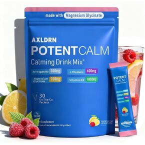 مشروب الكورتيزول القوي من بوتنت كالم، مسحوق جليسينات المغنيسيوم، إل-ثيانين، أشواغاندا، فيتامين د، بدون سكر، مسحوق إلكتروليتات عصير الليمون والتوت - 30 حصة in Kuwait