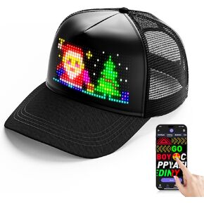 LED Hats,LED Display Screen Baseball Caps with Bluetooth APP Control Customizable Animations Text USB 5V LED Music Note Smart Cap for Christmas & Halloween Parties in Saudi Arabia
