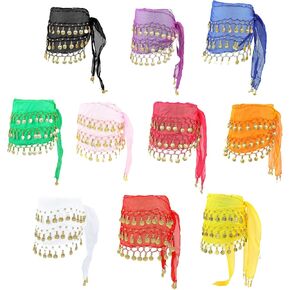 Belly Dance Costume Hip Scarf Coin Skirts for Sparkly Performance Costume(10 Pcs) in Saudi Arabia