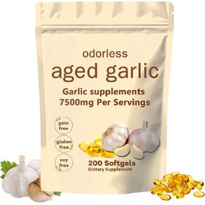 Elare Organic Aged Garlic Extract 7500mg Odorless – 200 Softgels | Org anic, Non-GMO, Gluten-Free | Daily Immune for Adults (1PC) in Saudi Arabia