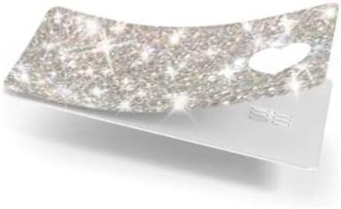 ExotixCard الملصق الأصلي العاكس Ultra Bling Debit - غلاف بطاقة الائتمان اللامع القابل للإزالة، معلومات خلفية ساطعة بشكل خاص، بدون فقاعات، غطاء بطاقة مقاوم للماء فضي على شكل قلب الحب الجليدي in Kuwait