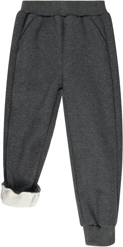 BIG ELEPHANT Boys Girls Fleece Lined Sweatpants, Winter Warm Soft Cotton Elastic Waist Kids Jogger Pants with Pockets in Saudi Arabia