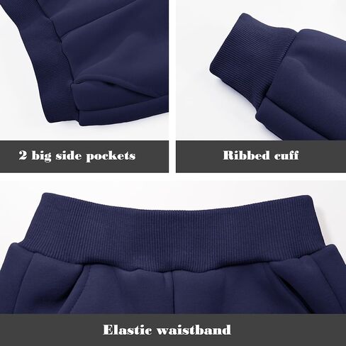 BIG ELEPHANT Boys Girls Fleece Lined Sweatpants, Winter Warm Soft Cotton Elastic Waist Kids Jogger Pants with Pockets in Saudi Arabia