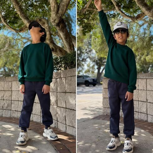 BIG ELEPHANT Boys Girls Fleece Lined Sweatpants, Winter Warm Soft Cotton Elastic Waist Kids Jogger Pants with Pockets in Saudi Arabia