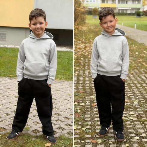 BIG ELEPHANT Boys Girls Fleece Lined Sweatpants, Winter Warm Soft Cotton Elastic Waist Kids Jogger Pants with Pockets in Saudi Arabia