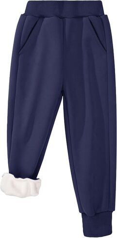BIG ELEPHANT Boys Girls Fleece Lined Sweatpants, Winter Warm Soft Cotton Elastic Waist Kids Jogger Pants with Pockets in Saudi Arabia