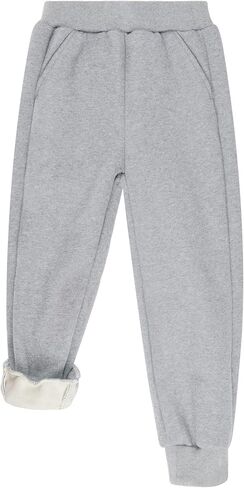 BIG ELEPHANT Boys Girls Fleece Lined Sweatpants, Winter Warm Soft Cotton Elastic Waist Kids Jogger Pants with Pockets in Saudi Arabia