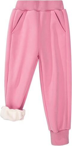 BIG ELEPHANT Boys Girls Fleece Lined Sweatpants, Winter Warm Soft Cotton Elastic Waist Kids Jogger Pants with Pockets in Saudi Arabia