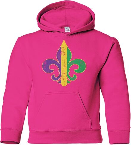 سويت شيرت بغطاء للرأس للشباب من Threadrock Kids Mardi Gras Fleur De Lis in Kuwait