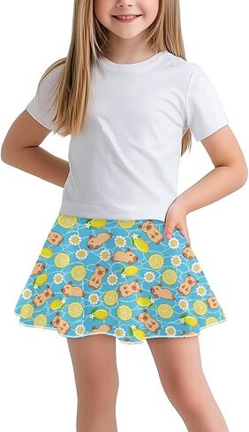 Skorts for Girls Tennis Athletic Skirts Kids Flowy Skort with Pocket 2 in 1 Skirt with Built-in Shorts 5-14 Y in Saudi Arabia