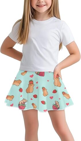 Skorts for Girls Tennis Athletic Skirts Kids Flowy Skort with Pocket 2 in 1 Skirt with Built-in Shorts 5-14 Y in Saudi Arabia