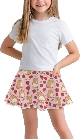 Skorts for Girls Tennis Athletic Skirts Kids Flowy Skort with Pocket 2 in 1 Skirt with Built-in Shorts 5-14 Y in Saudi Arabia