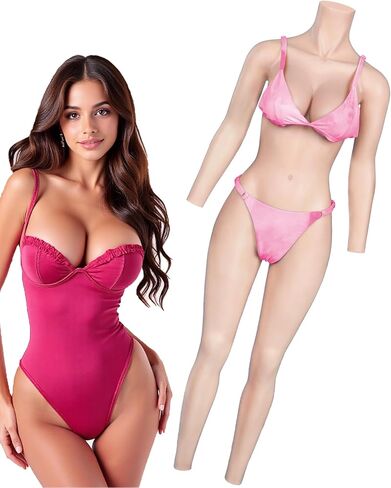 Silicone Bodysuit D Cup with Catheter Fake Breast Plate Crossdresser Apparel Male To Female Transgender Drag Queen in Saudi Arabia