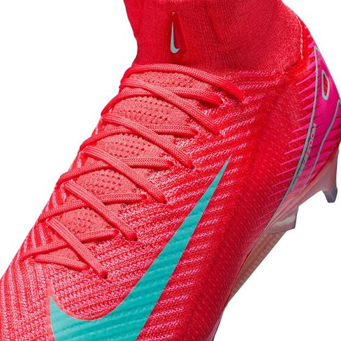 حذاء كرة القدم Mercurial Superfly 10 Elite FG عالي الجودة من نايكي (FQ1454-800، Ember Glow/Aurora Green) مقاس 10 in Kuwait