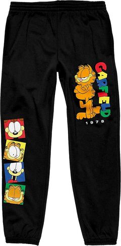 بنطال رياضي برسومات سوداء للرجال من Garfield 1978 يحمل شعارًا وشخصيات ملونة in Kuwait