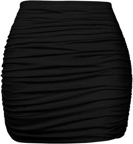 Women's Ruched Mini Skirt, Stretchy Bodycon Dance Skirt in Royal Blue, Hot Pink, Wine Red, High Waisted Pencil Skirt in Saudi Arabia