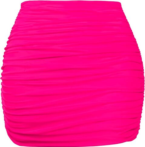 Women's Ruched Mini Skirt, Stretchy Bodycon Dance Skirt in Royal Blue, Hot Pink, Wine Red, High Waisted Pencil Skirt in Saudi Arabia